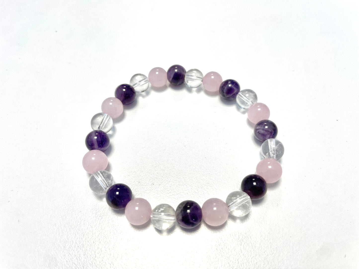 Bracelet Mix Violet – Améthyste • Quartz Rose • Cristal de Roche