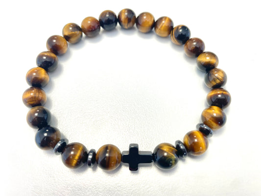 Bracelet Croix Marron - Stabilité • Détermination • Protection