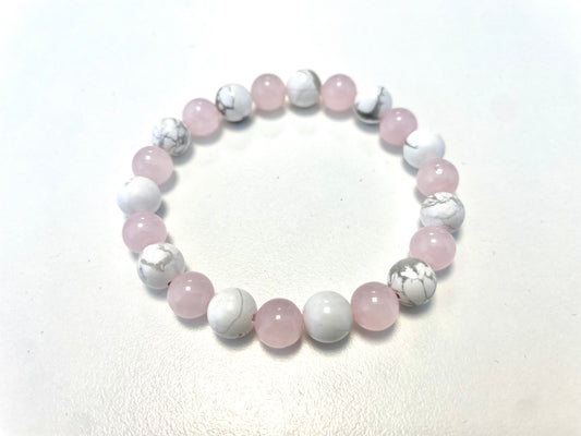 Bracelet Duo Femme – Quartz Rose • Howlite