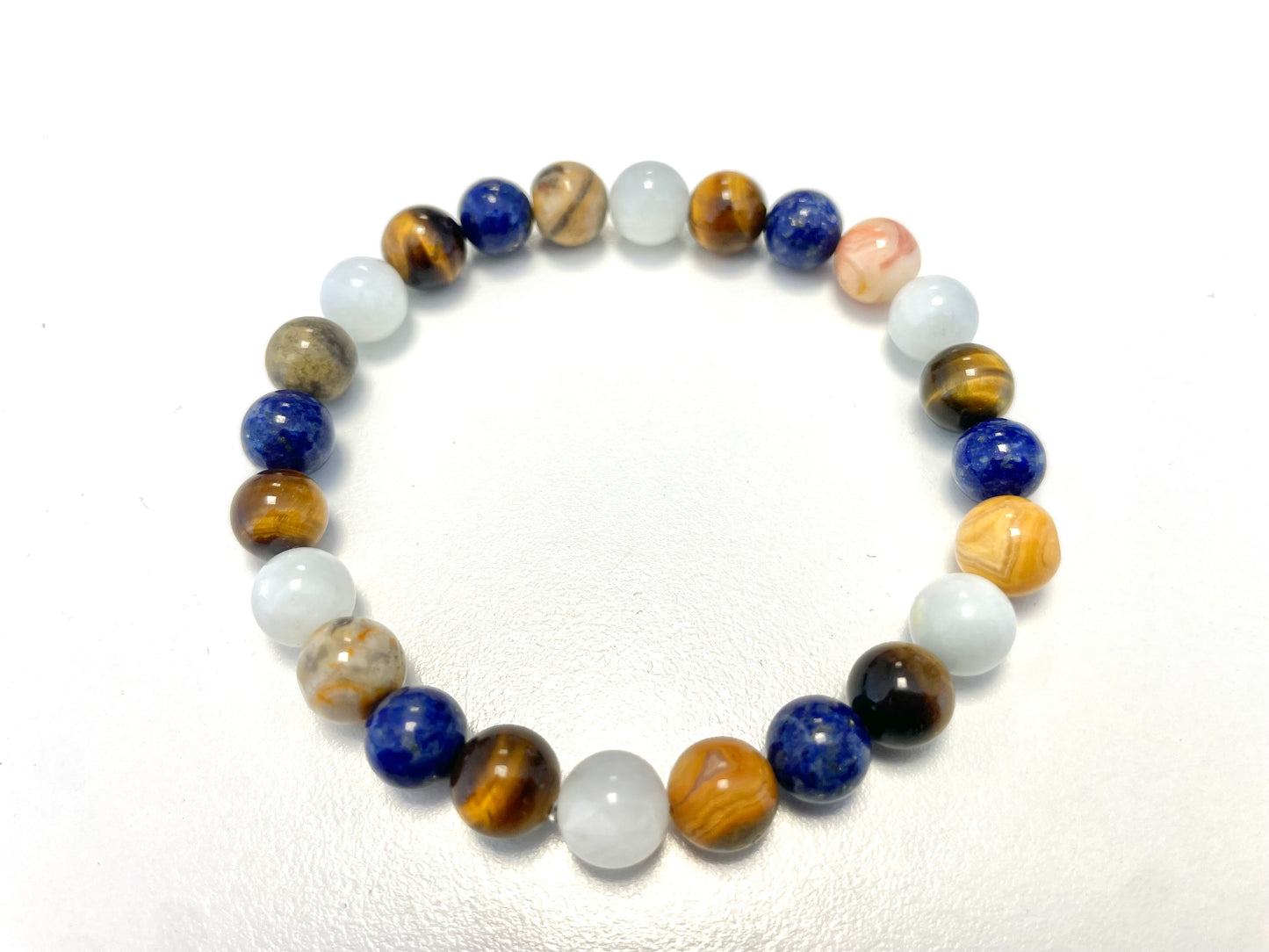 Bracelet Mix Crazy – Agate crazy • Lapis lazuli •œil de tigre • Aigue-marine