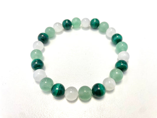 Bracelet créativité - Aventurine, Malachite, Pierre de Lune