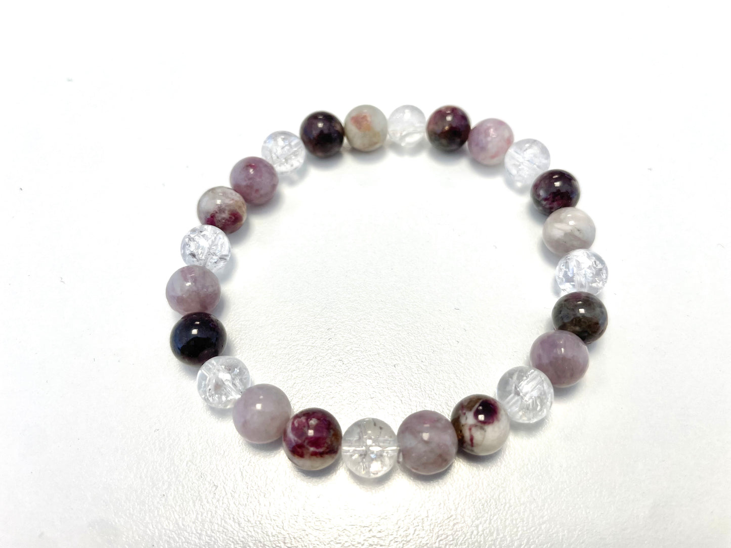 Bracelet Mix Fleuri – Jaspe Fleuri • Tourmaline Rose • Cristal de Roche Craquelé