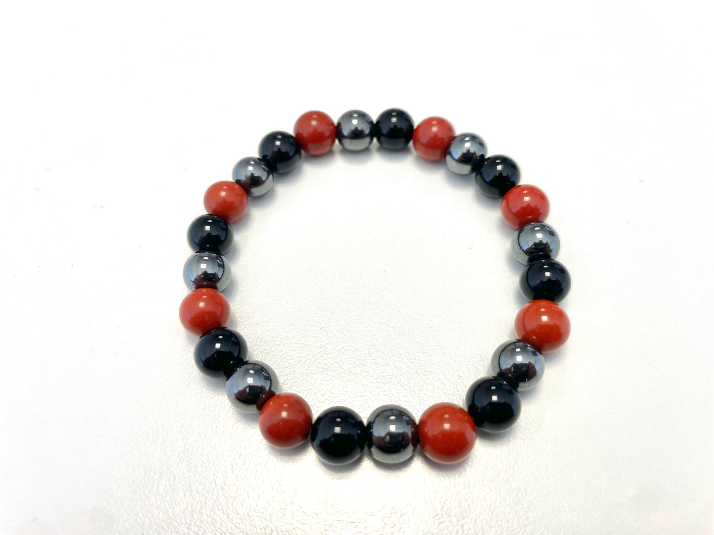 Bracelet Mix Rouge – Jaspe Rouge • Hématite • Onyx